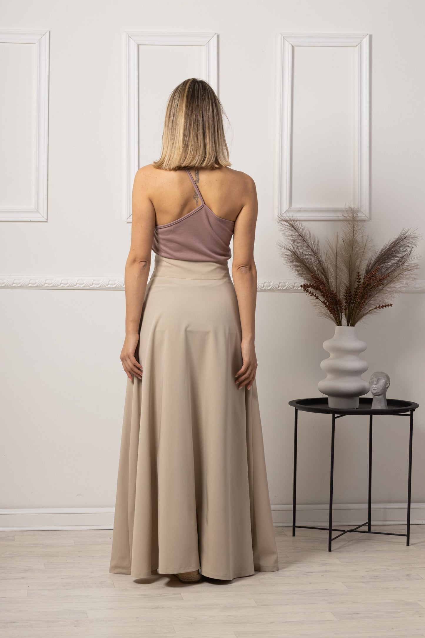 Back view of High Waisted Maxi Skirt - from NikkaPlace | Effortless fashion for easy living
