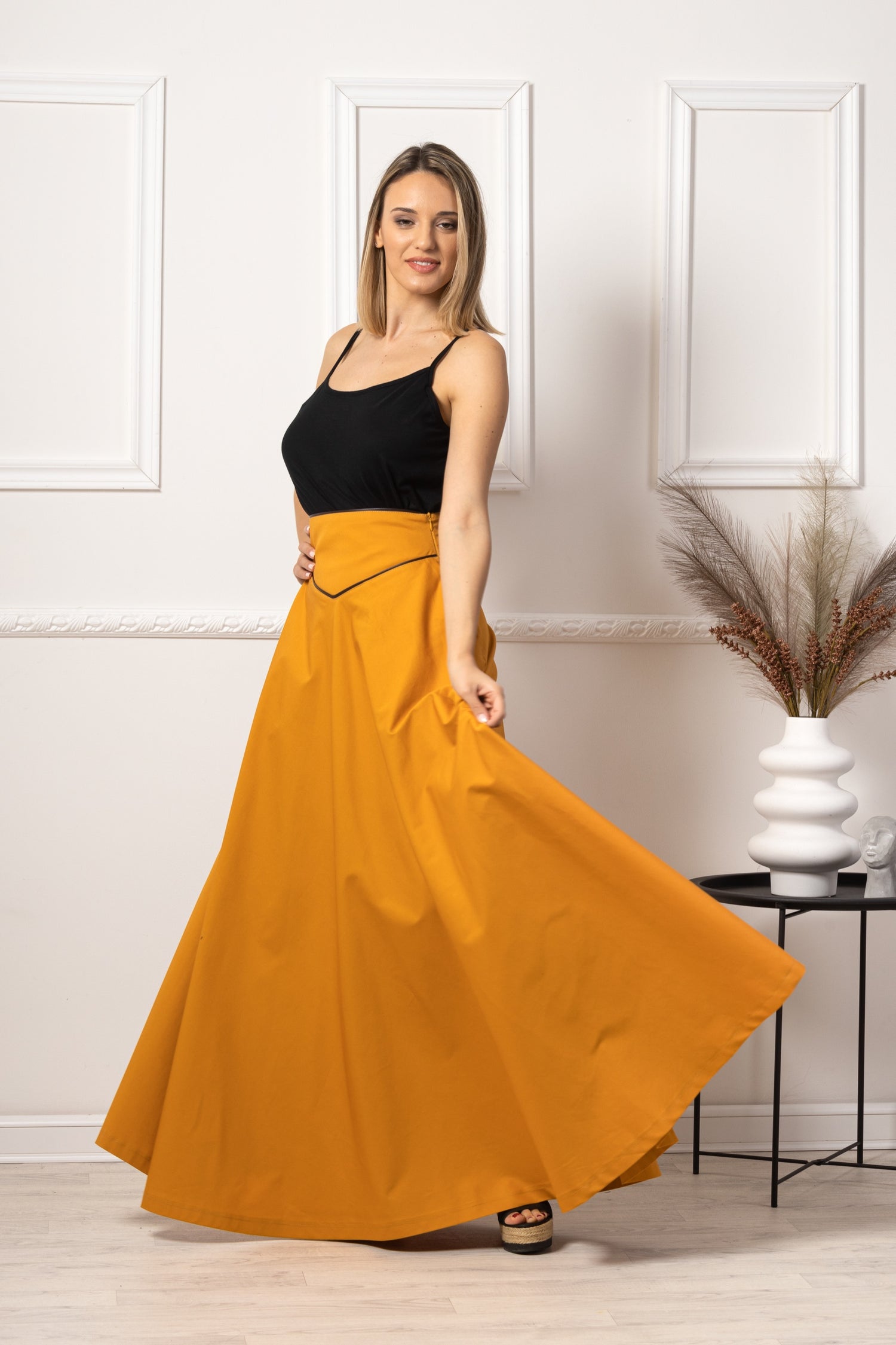 Deep Yellow High Waist Victorian Skirt