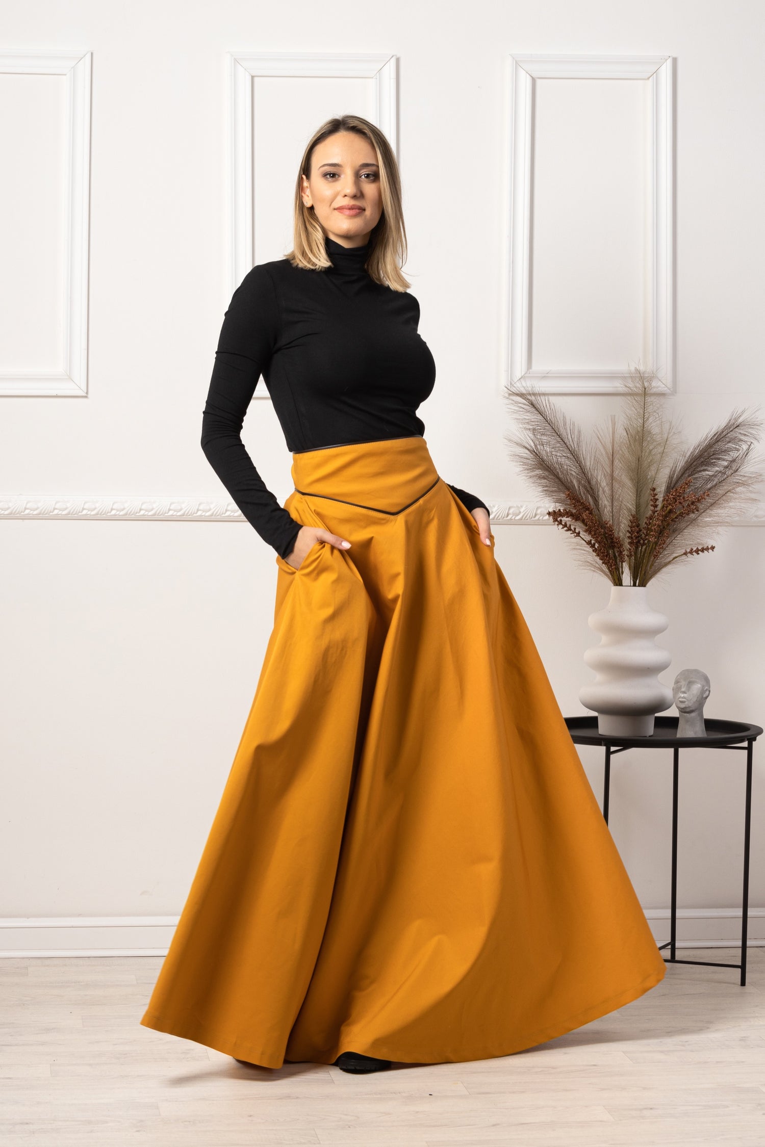 Deep Yellow High Waist Victorian Skirt from NikkaPlace