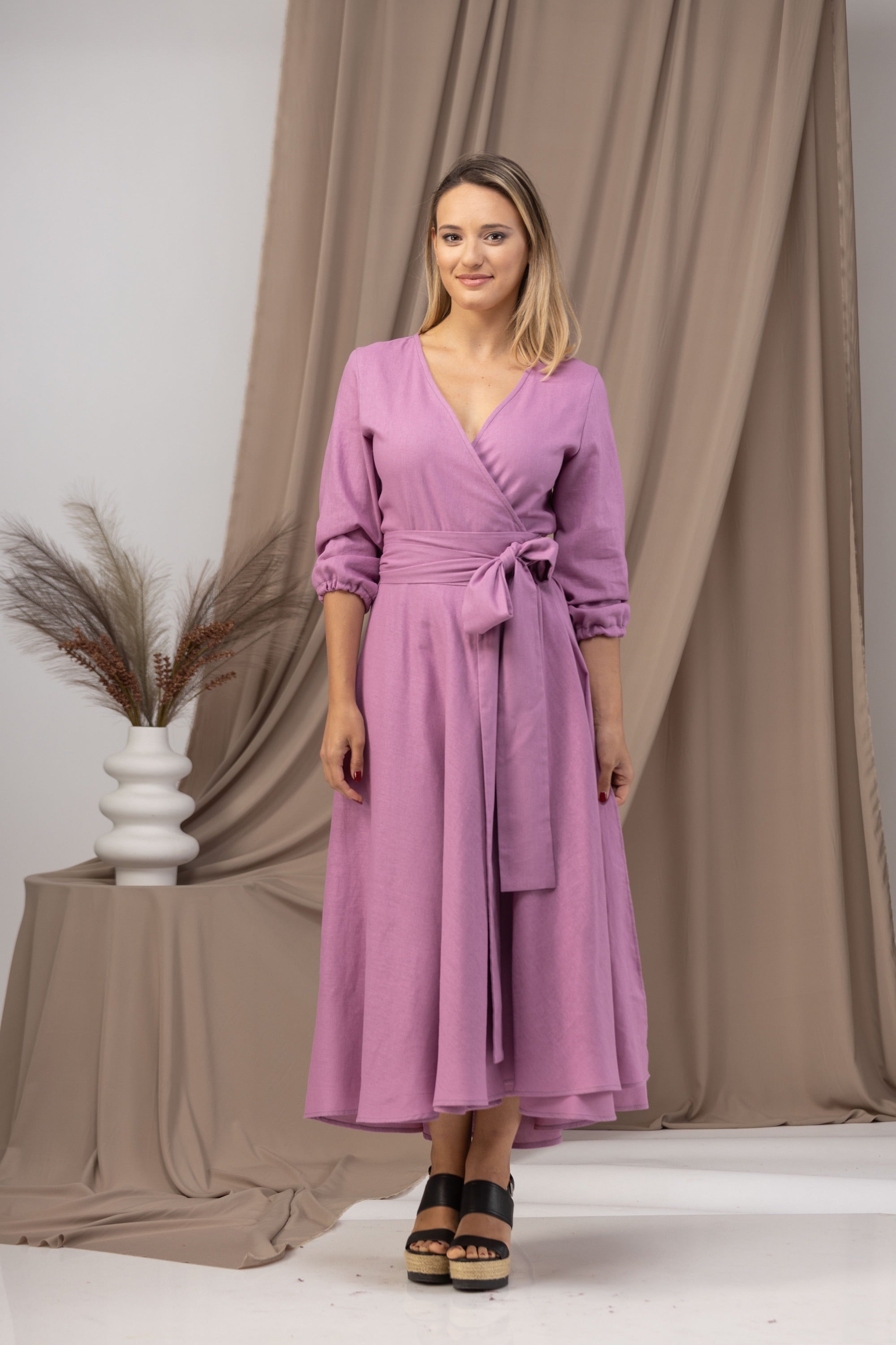 V-neck Linen Dress - from Nikka Place | Effortless fashion for easy living