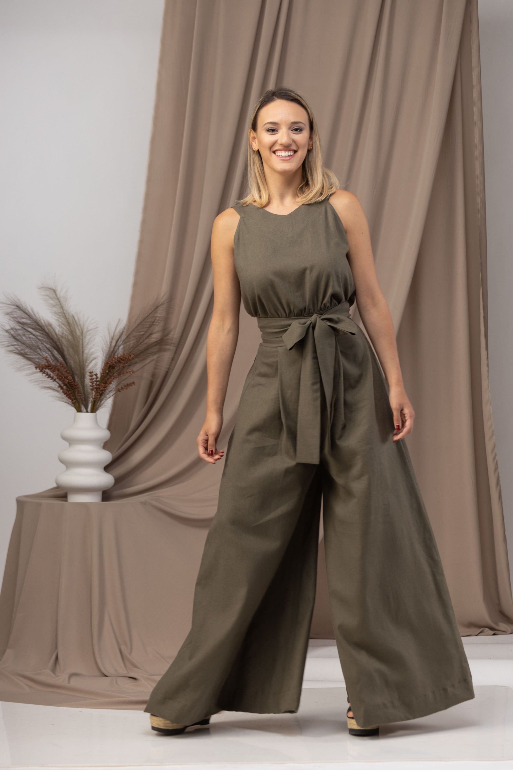 Versatile Linen Wide Leg Jumpsuit from Nikka Place | Effortless fashion for easy living