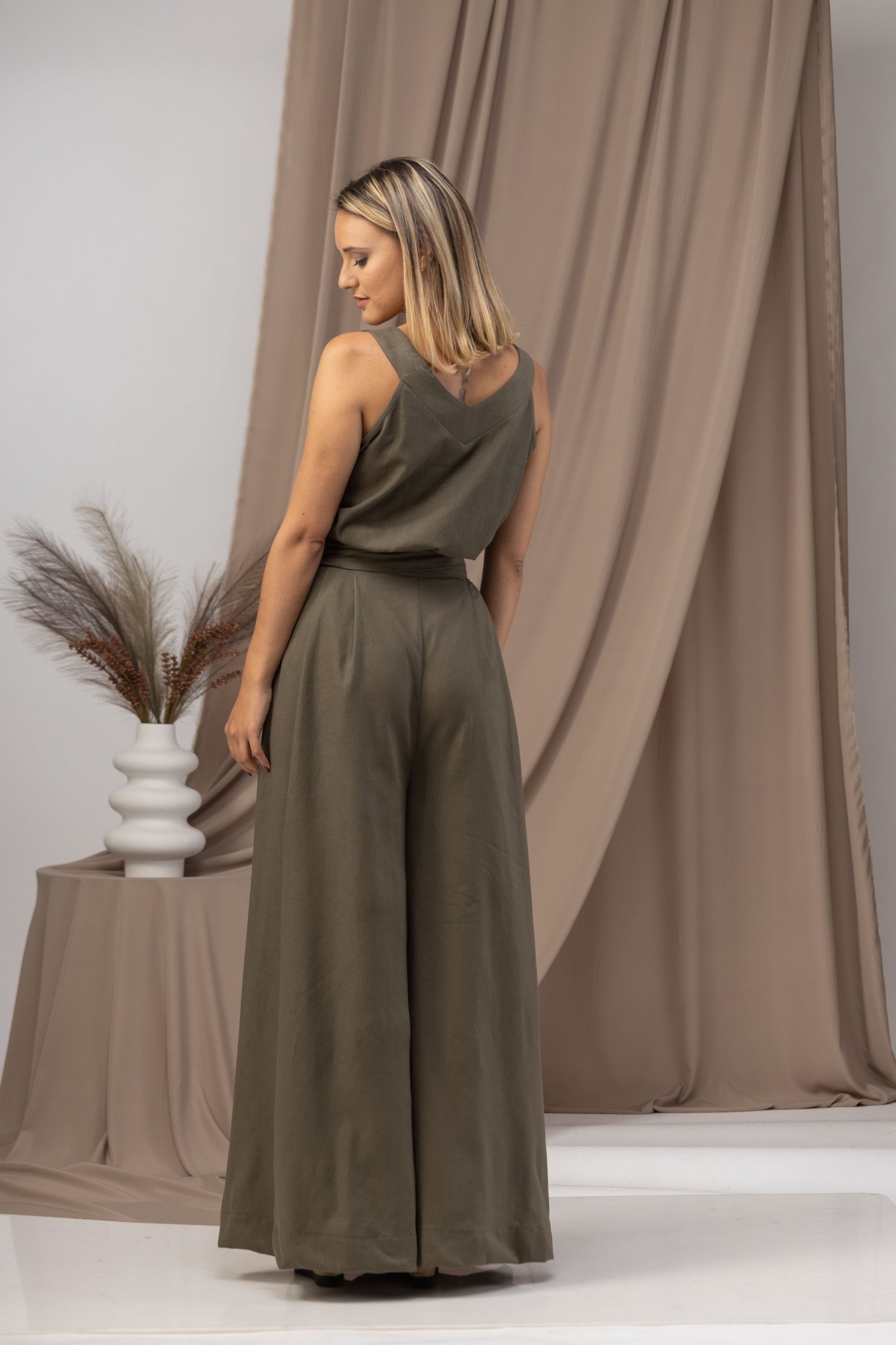 Dress up or Down in our Linen Jumpsuit with Bow Belt from Nikka Place | Effortless fashion for easy living