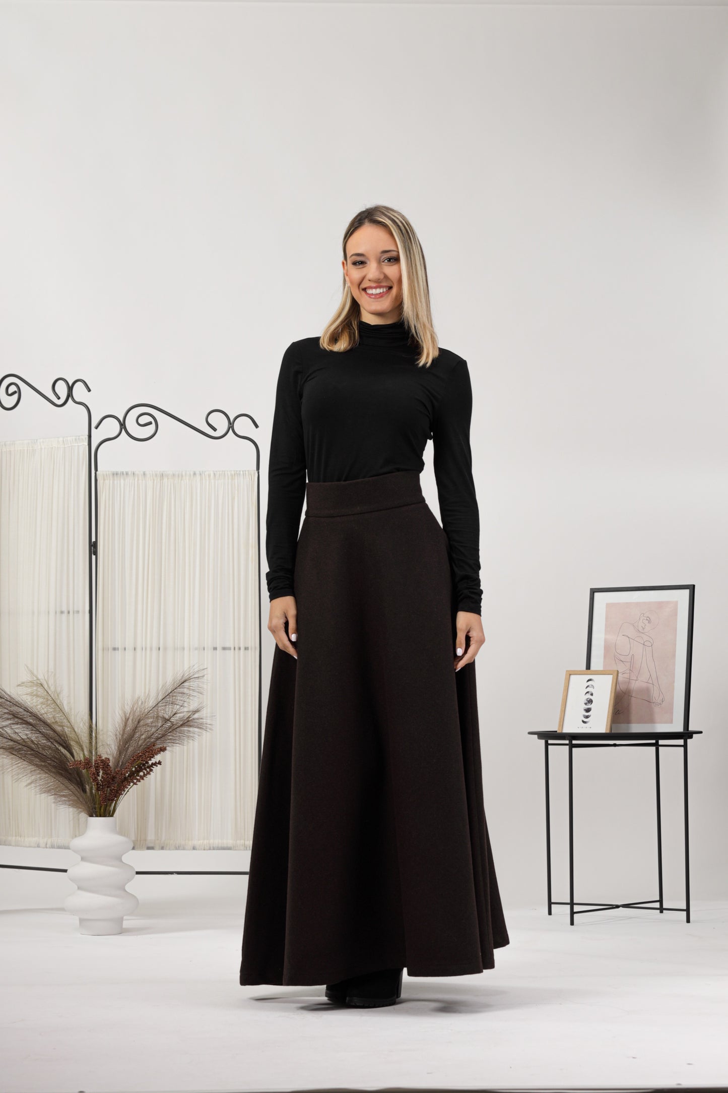 High Waisted Wool Maxi Skirt from NikkaPlace | Effortless fashion for easy living