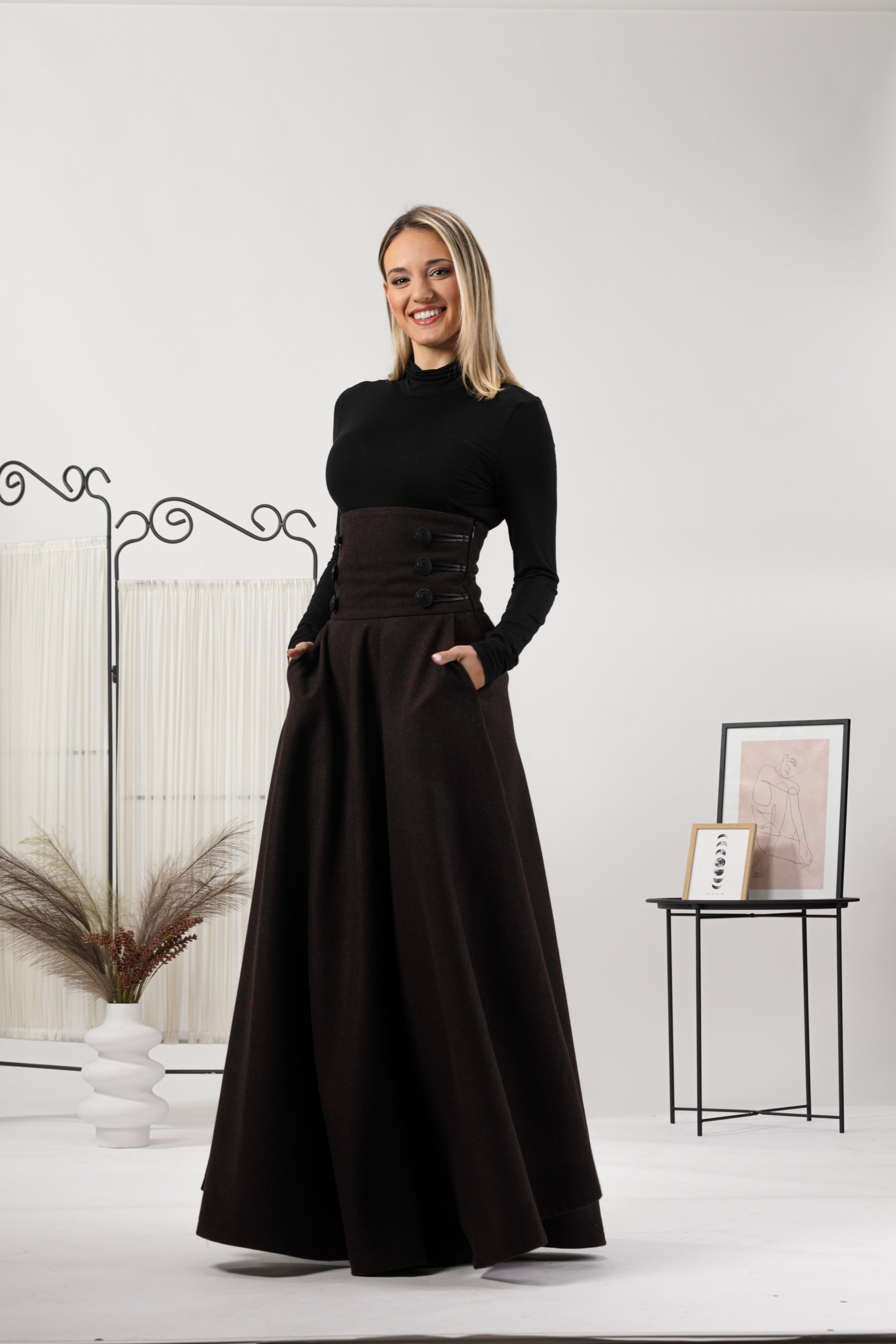 Cozy Dark Gray Winter Wool Maxi Skirt - from NikkaPlace | Effortless fashion for easy living