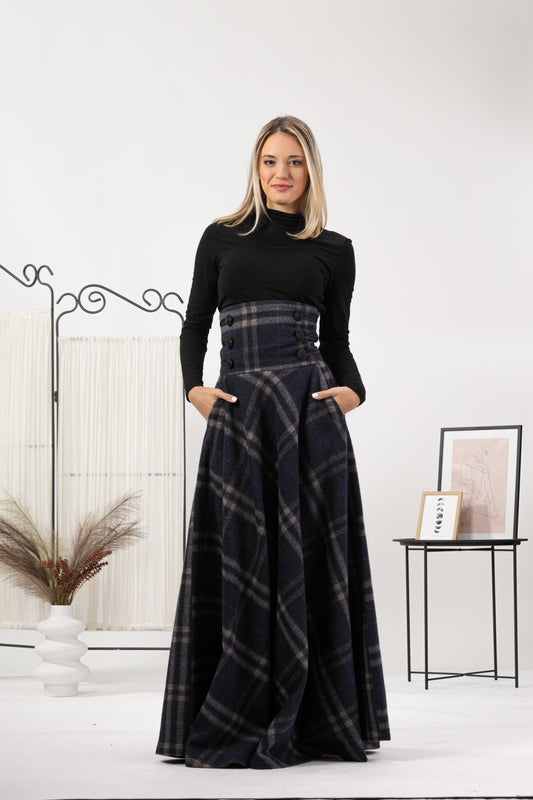 Plaid Winter Wool Maxi Skirt - from Nikka Place | Effortless fashion for easy living