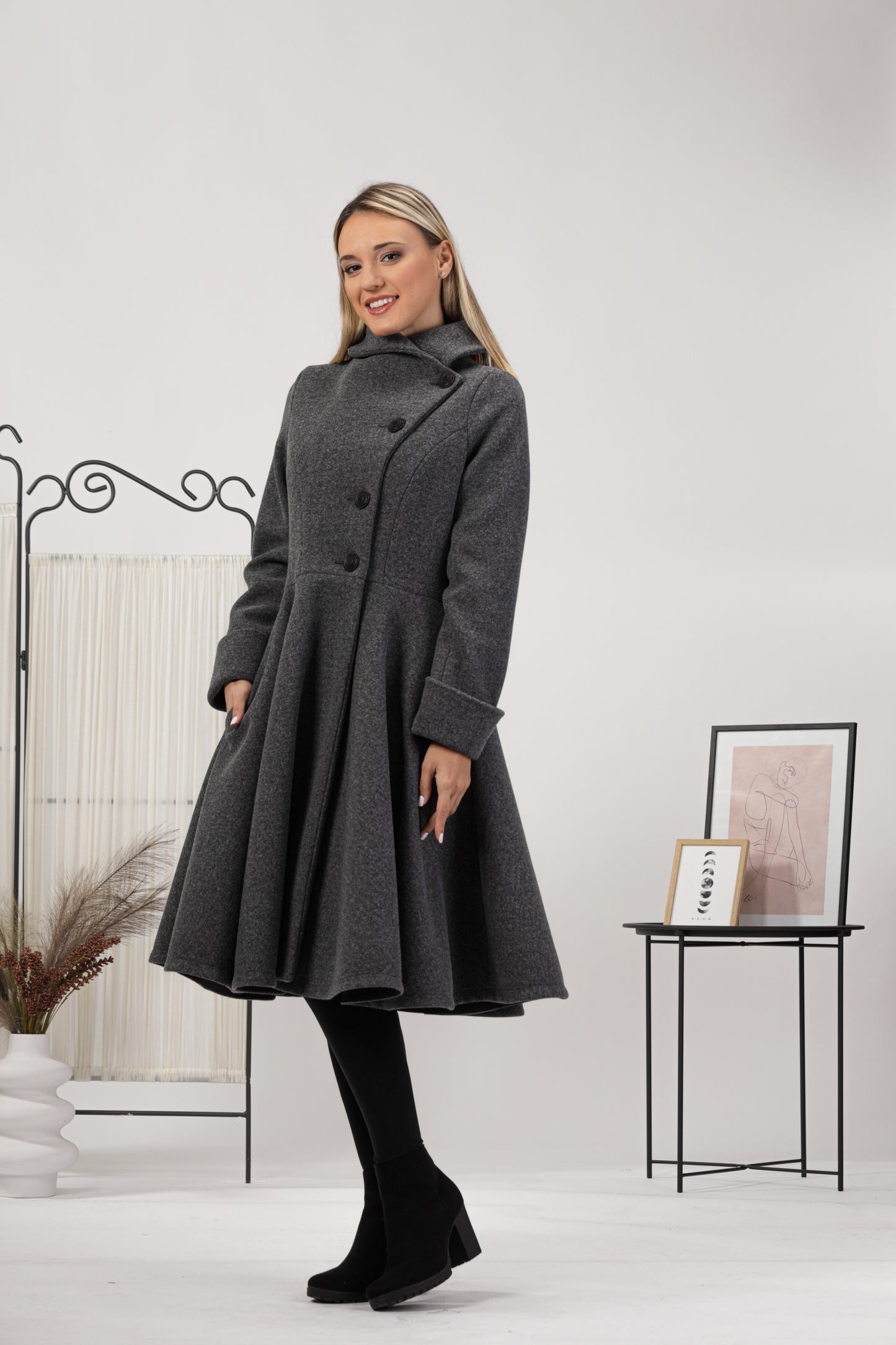 Cozy and Chic A-line Buttoned Winter Coat - from NikkaPlace | Effortless fashion for easy living