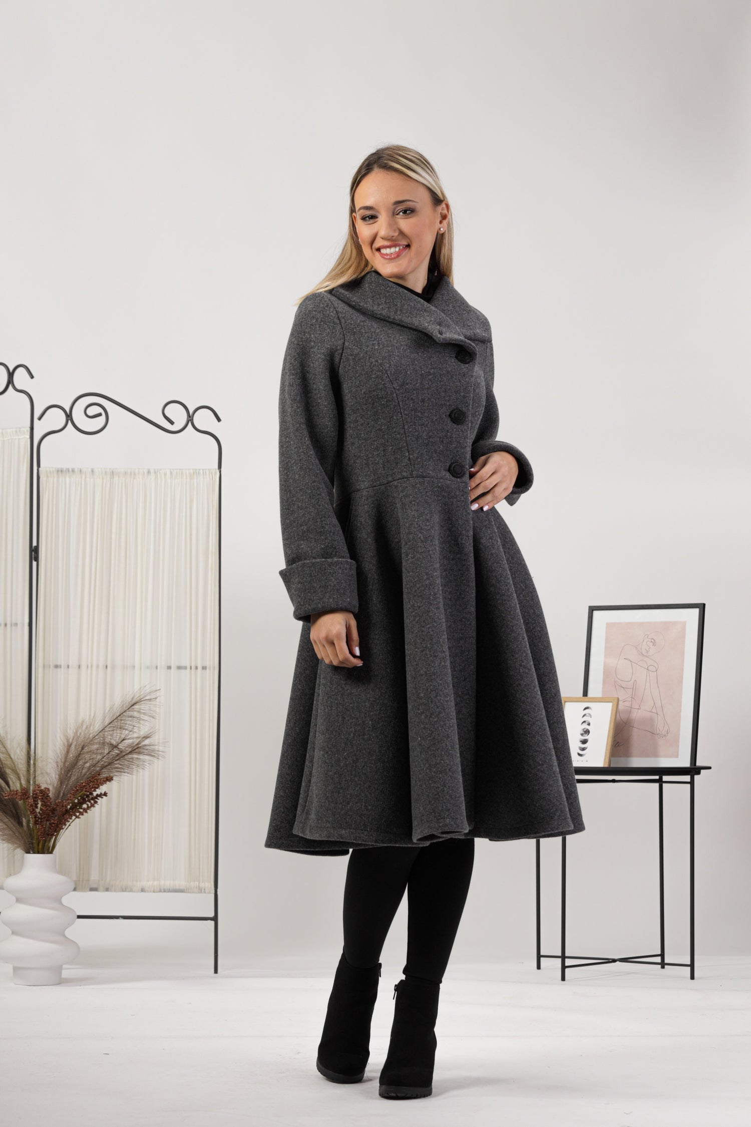 A-line Buttoned Winter Coat - from NikkaPlace | Effortless fashion for easy living