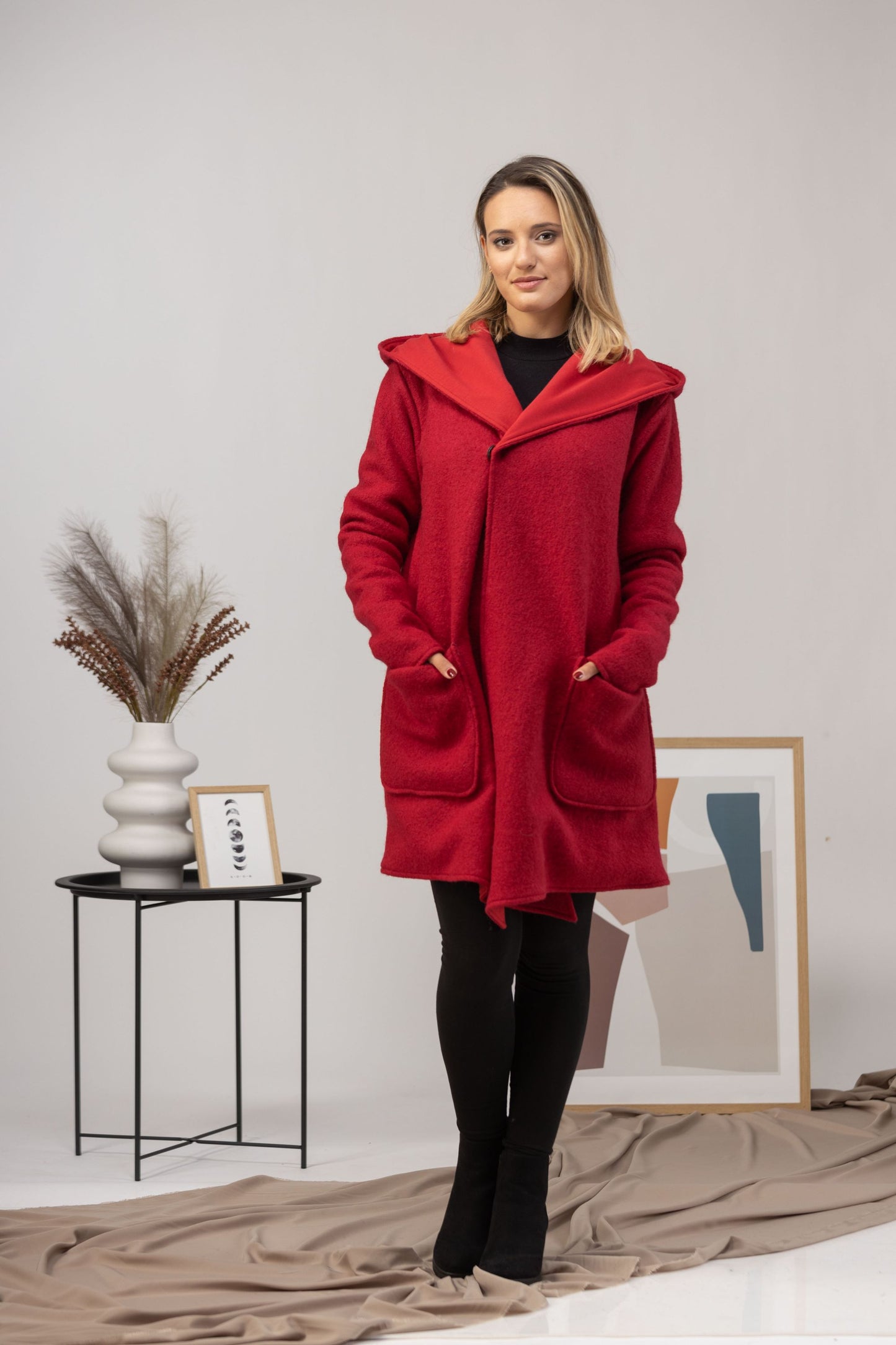 Wine Red Hooded Cardigan for Layering from Nikka Place | Effortless fashion for easy living