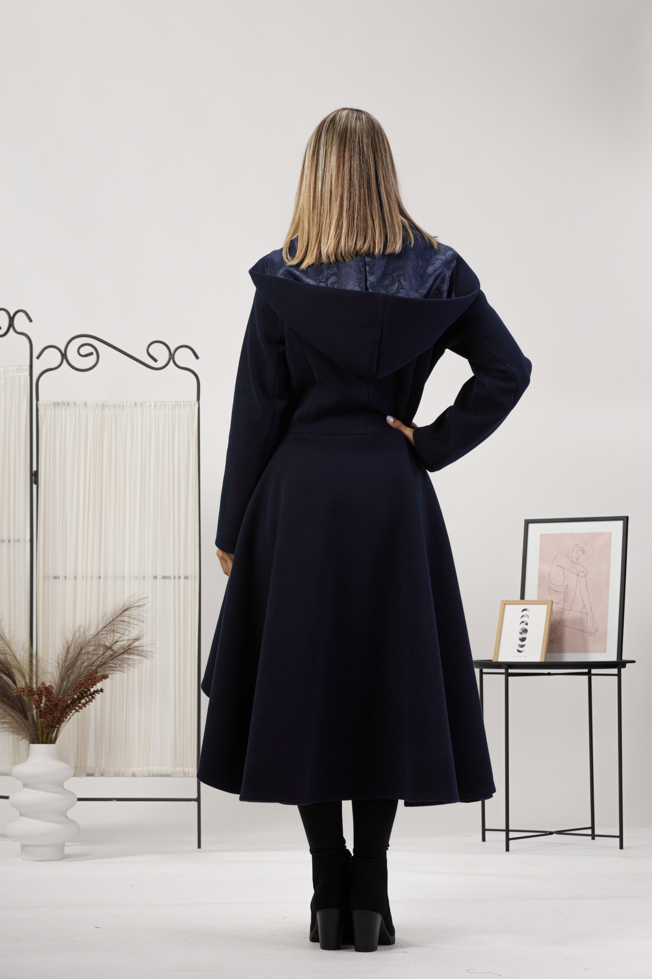 Raspberry Hooded Asymmetric Coat back view - from Nikka Place | Effortless fashion for easy living