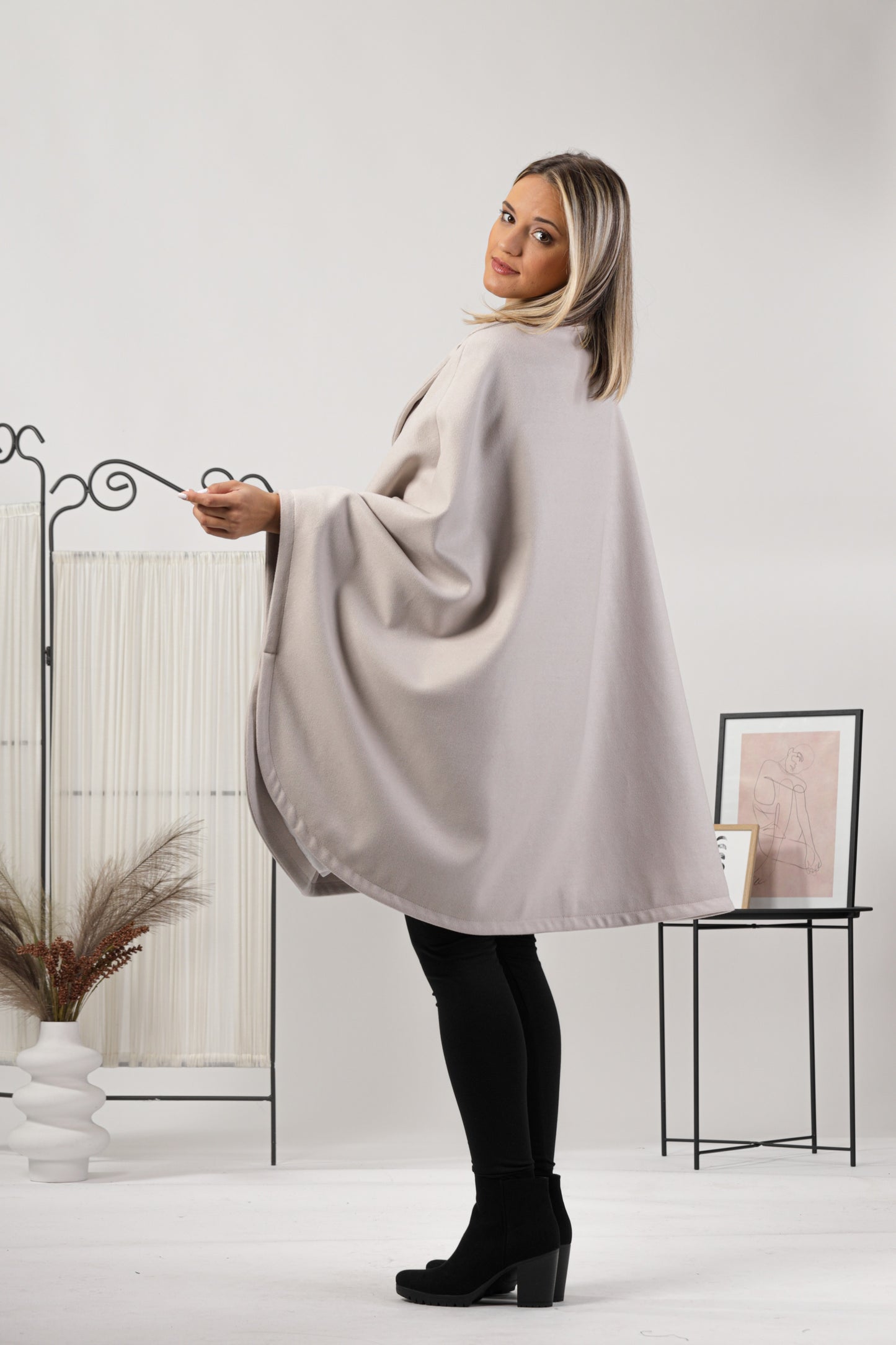 Brown Collared Loose Cape Coat with scarf - from Nikka Place | Effortless fashion for easy living