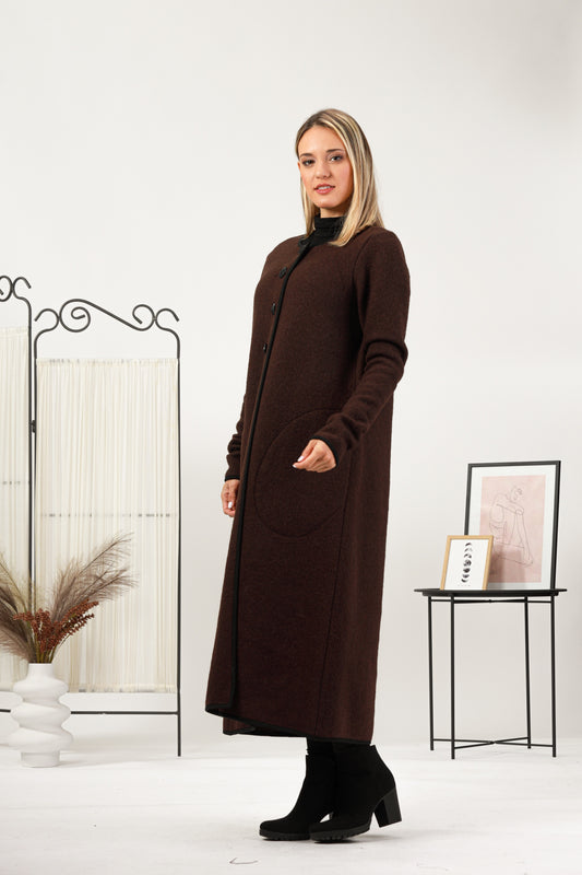 Long Wool Winter Cardigan on model - from NikkaPlace | Effortless fashion for easy living