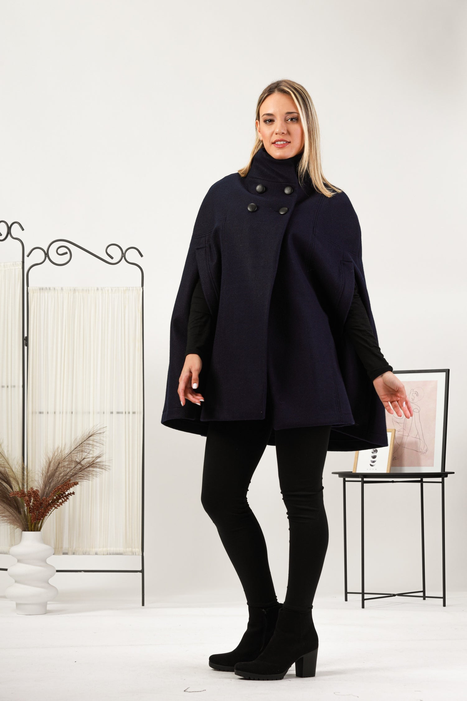Black Cape Coat - Elegant, easy to style design - from NikkaPlace | Effortless fashion for easy living