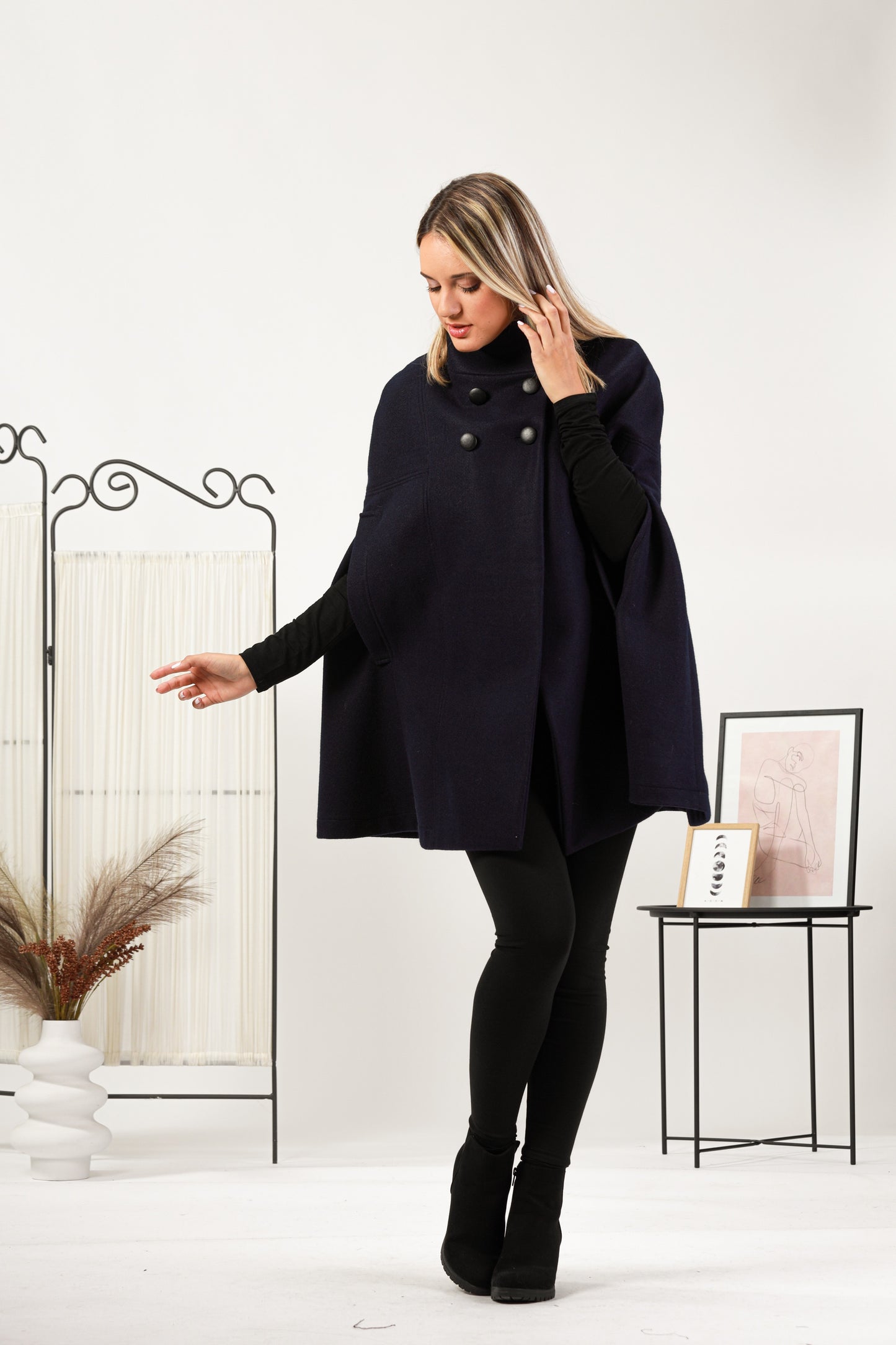 Black Cape Coat - perfect for layering - from NikkaPlace | Effortless fashion for easy living