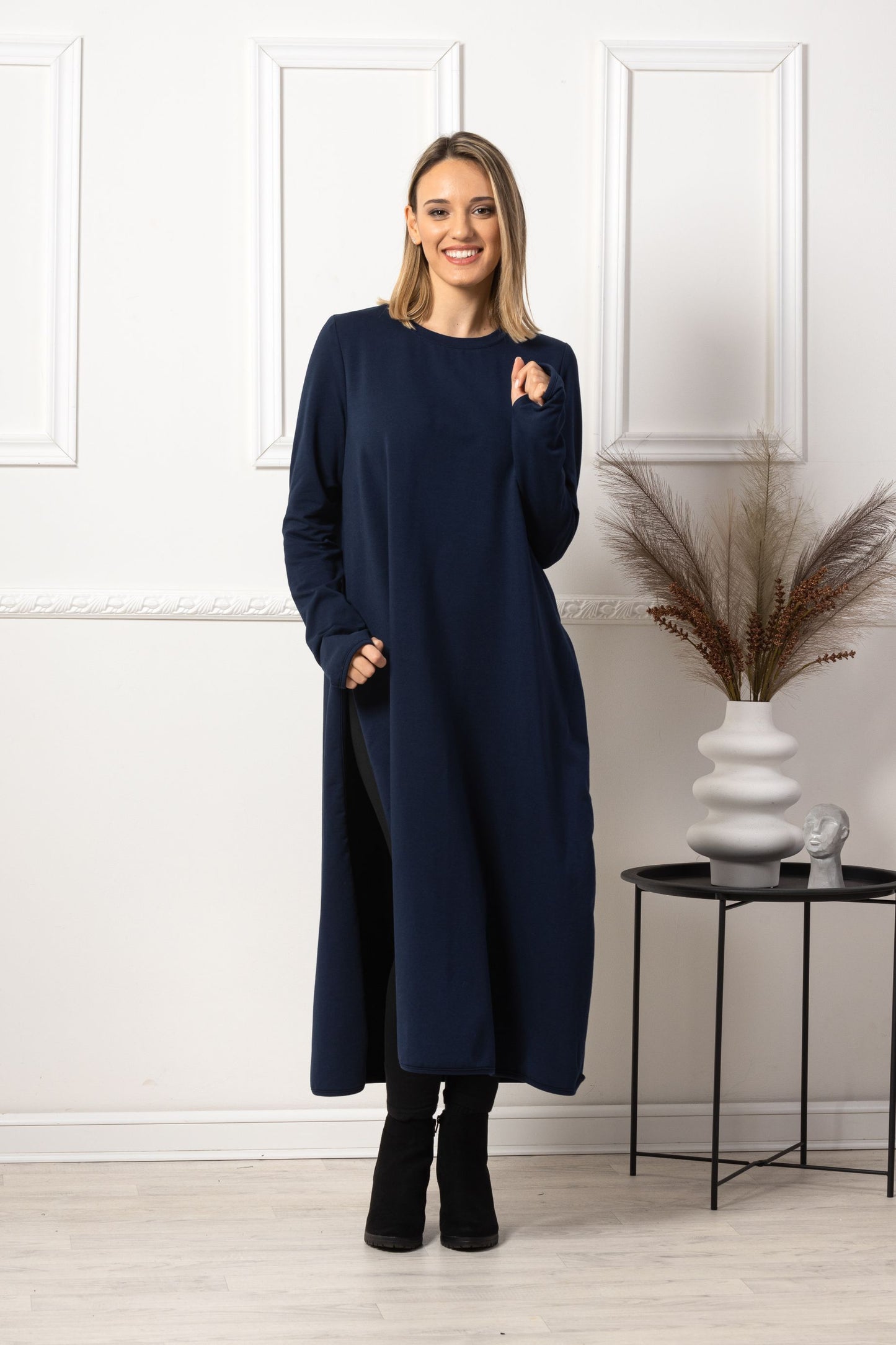 Long Sleeve Maxi Slit Dress - from NikkaPlace | Effortless fashion for easy living