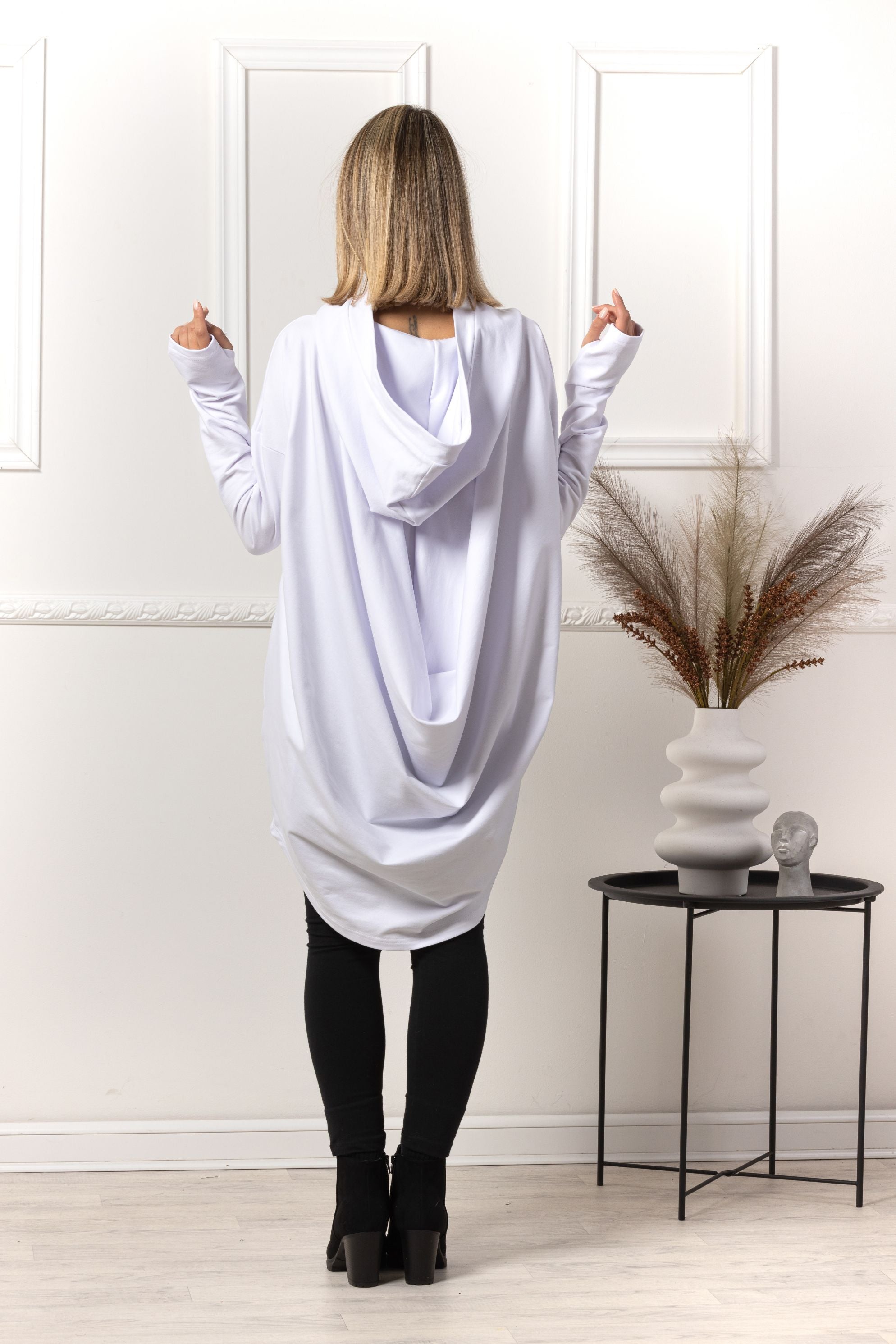 White Oversized Hoodie with Thumb Holes - from Nikka Place | Effortless fashion for easy living