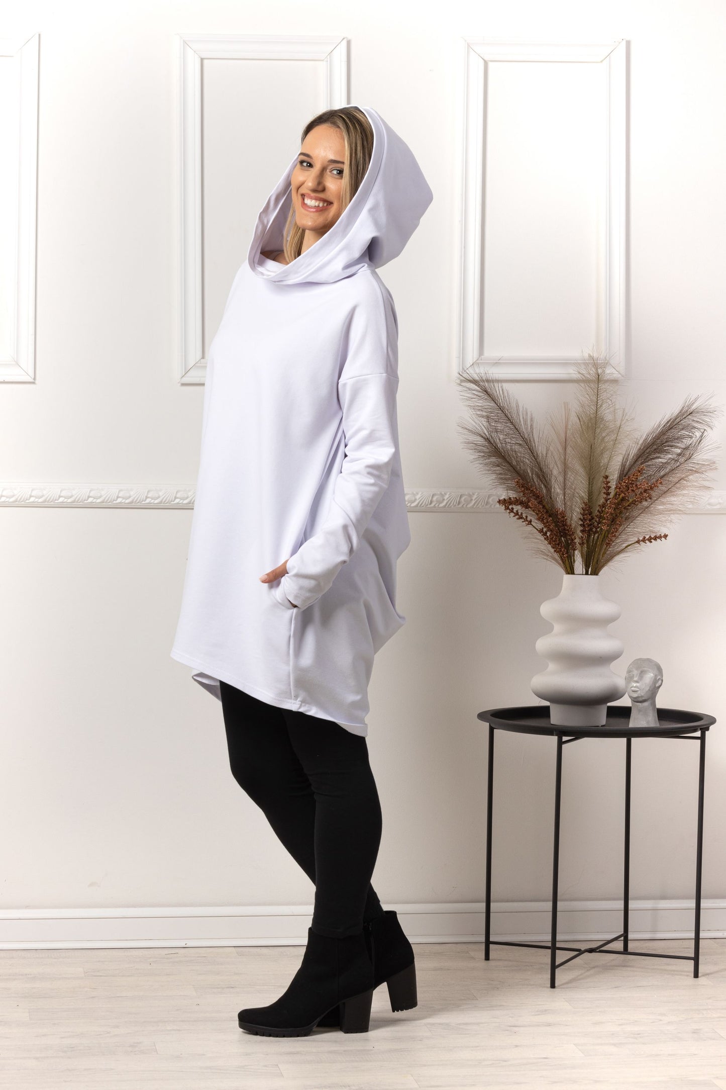 Quality Cotton White Hoodie - from Nikka Place | Effortless fashion for easy living