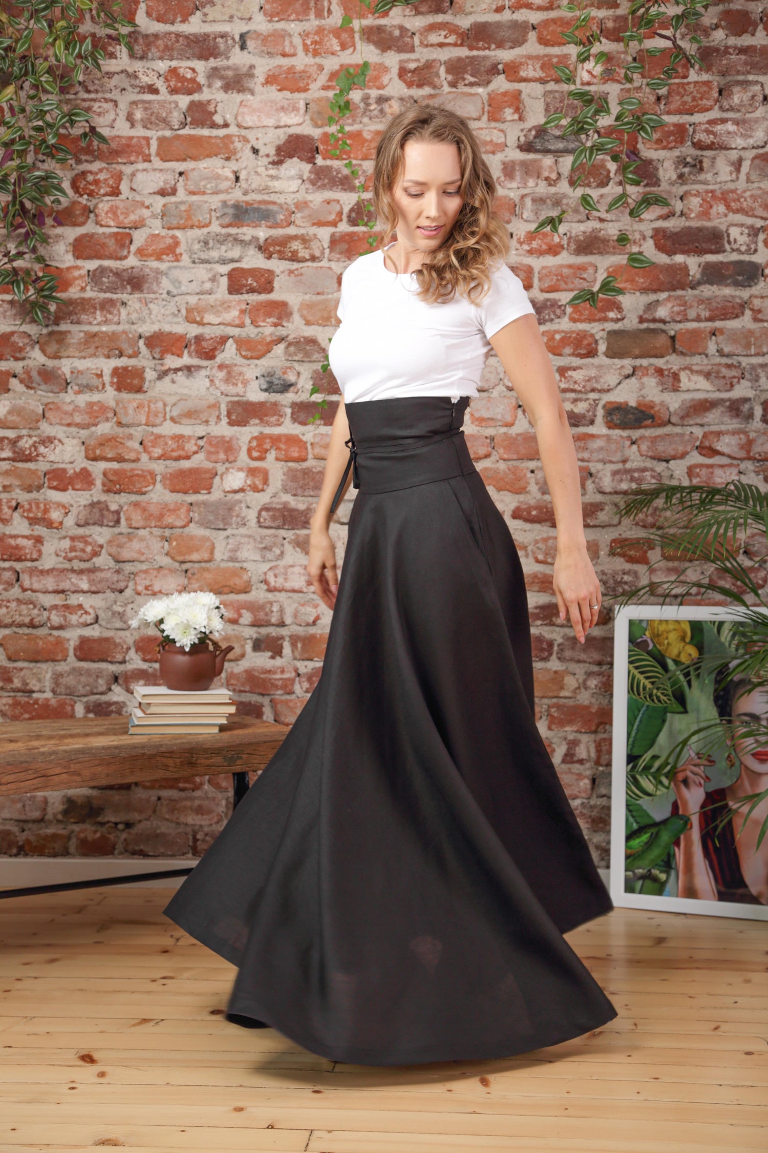 Linen High Waist Victorian Skirt - from NikkaPlace | Effortless fashion for easy living