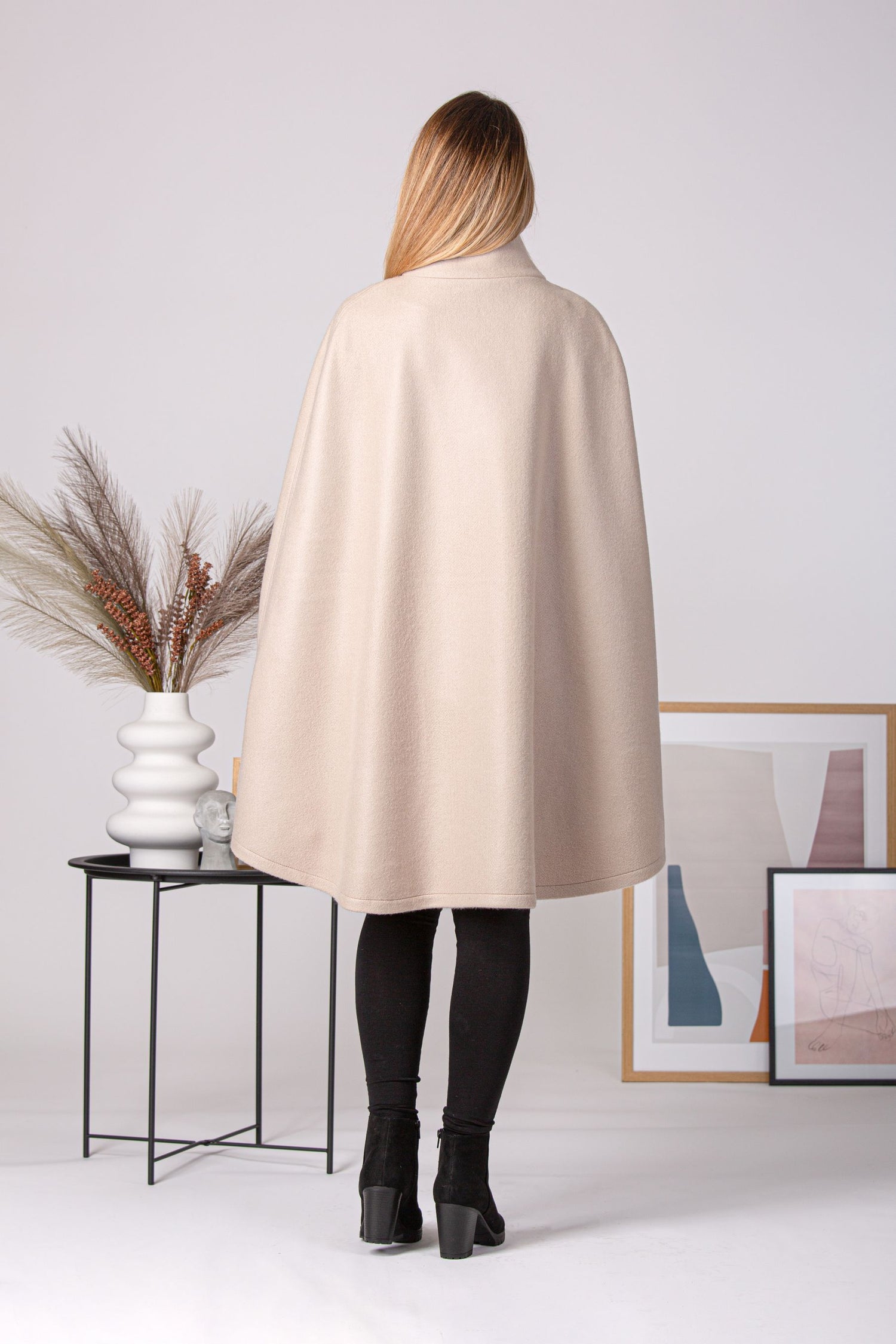 Back view of the Buttoned Poncho Coat - from NikkaPlace | Effortless fashion for easy living