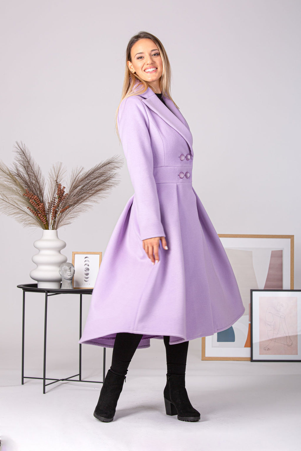 fitted lace wedding dress Simple Coat Dress Lupin Blue | Luxury Coats