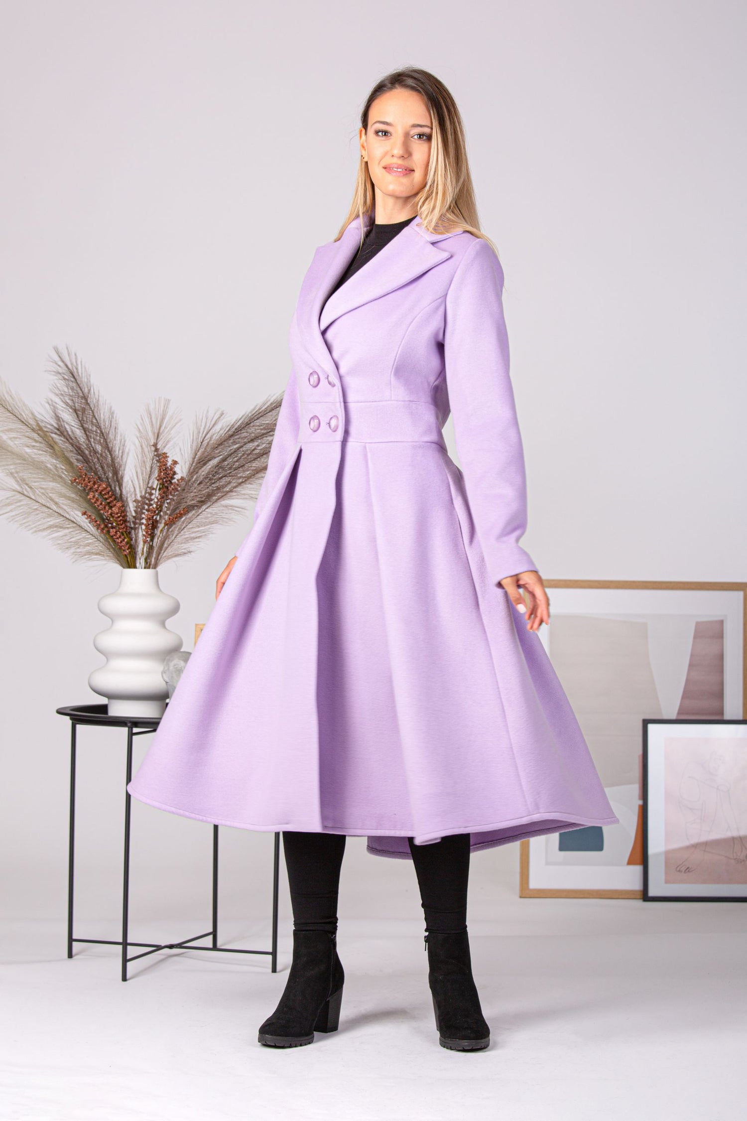 Women-A-Line-Fit-and-Flare-Coat-with-functional-pockets from NikkaPlace | Effortless fashion for easy living