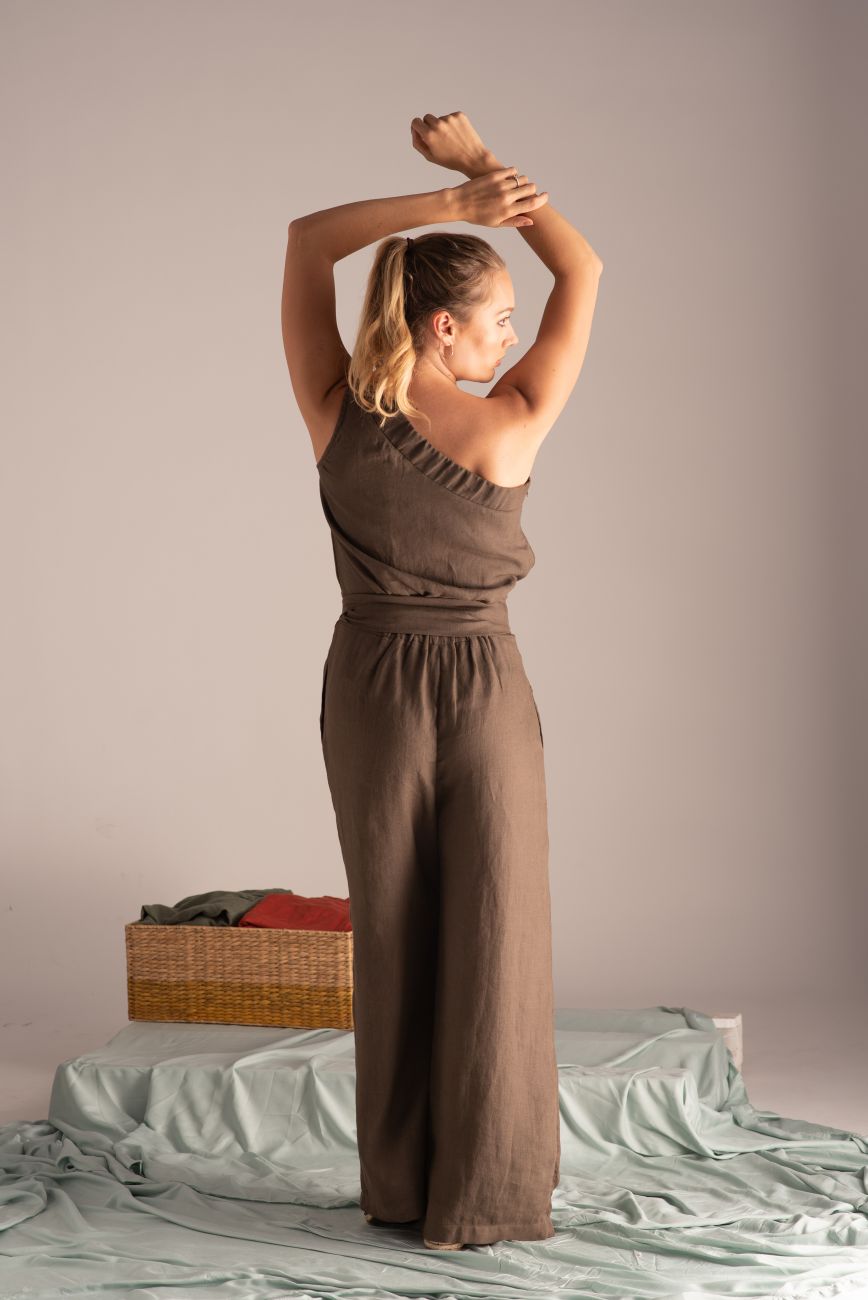 Elegant One Shoulder Jumpsuit with Bow Detail - from Nikka Place | Effortless fashion for easy living