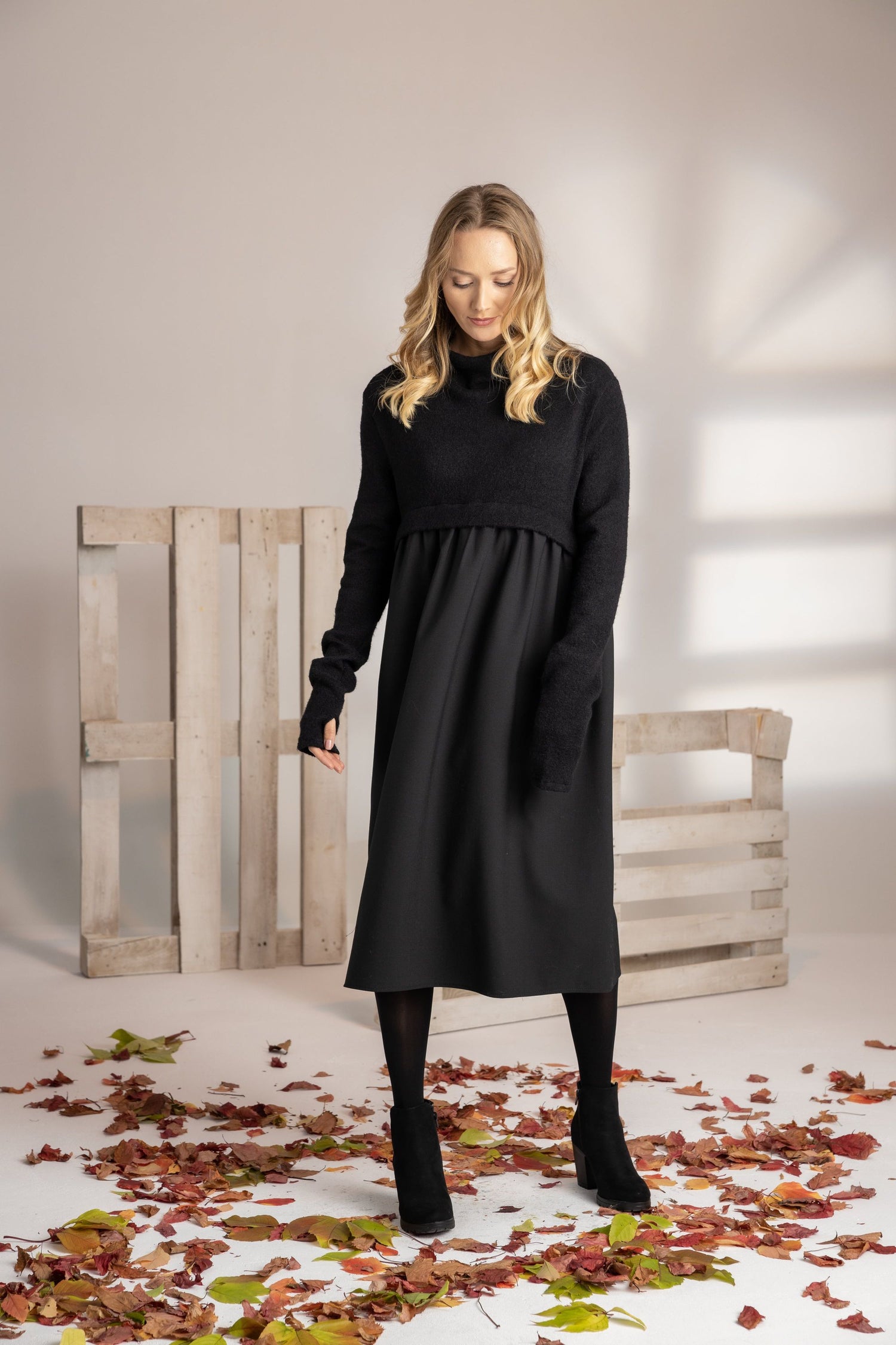 Black Wool Winter Dress - from NikkaPlace | Effortless fashion for easy living
