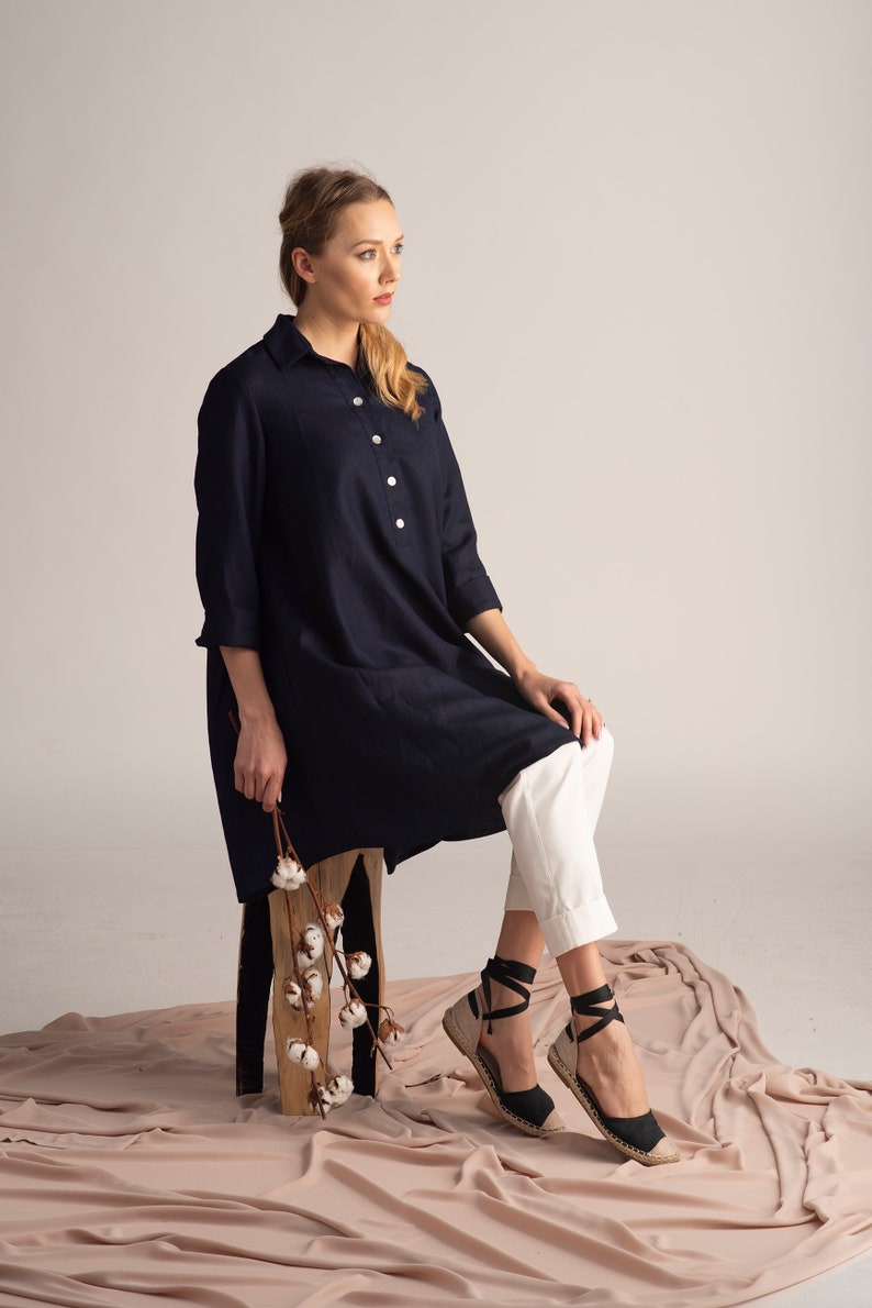 Mid-Thigh Length Linen Tunic - from Nikka Place | Effortless fashion for easy living