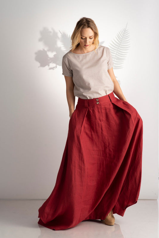 High Waist Linen Maxi Skirt - from NikkaPlace | Effortless fashion for easy living