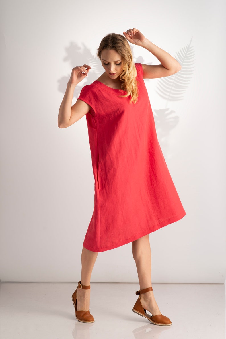 Minimalist Linen Dress on a model - from NikkaPlace | Effortless fashion for easy living