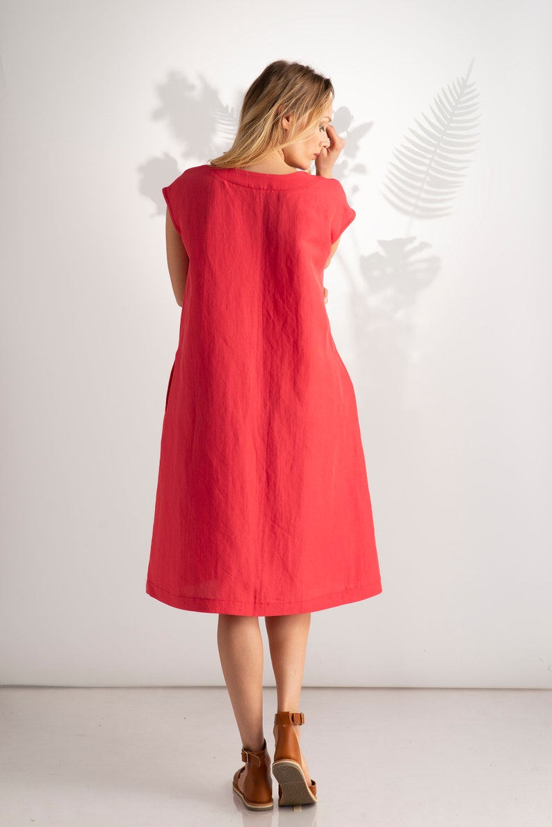Minimalist Linen Dress back view - from NikkaPlace | Effortless fashion for easy living