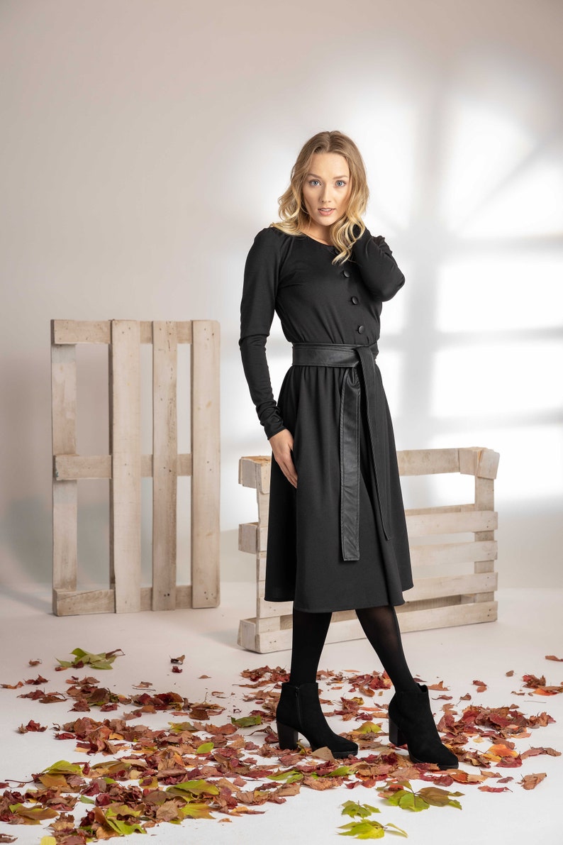 Midi Belted Long Sleeve Dress - from NikkaPlace | Effortless fashion for easy living