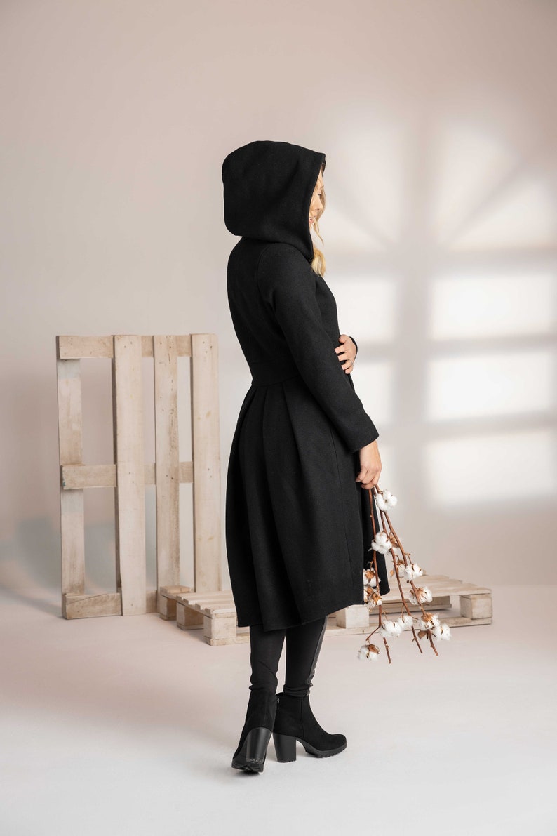 Flattering A-Line Black Wool Coat - from Nikka Place | Effortless fashion for easy living