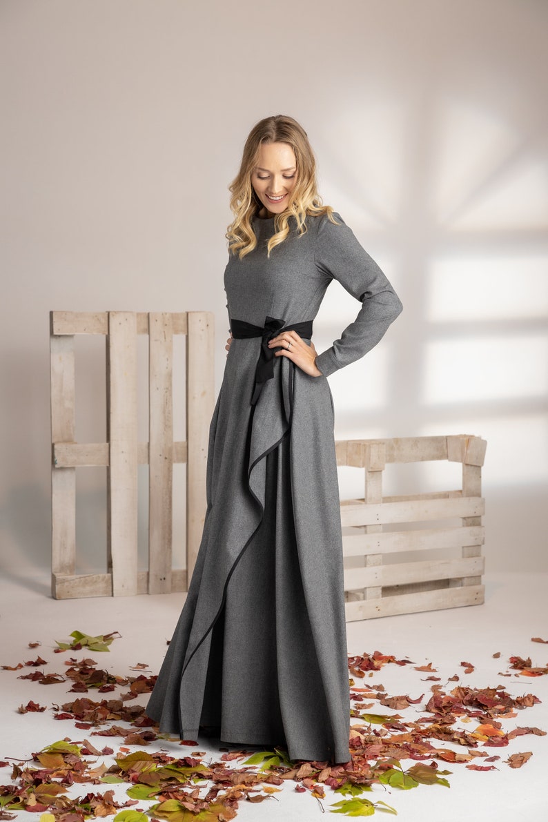 Long sleeve maxi dress with ruffle hem - from NikkaPlace | Effortless fashion for easy living