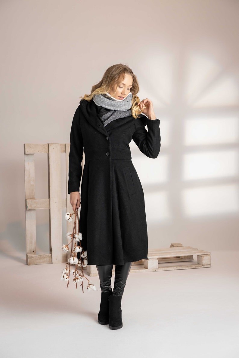 Timeless Black Wool Hooded Coat - from Nikka Place | Effortless fashion for easy living