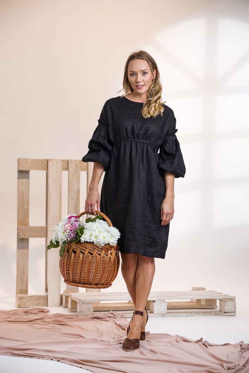 Summer Essential: Puff Sleeve Linen Dress - from Nikka Place | Effortless fashion for easy living