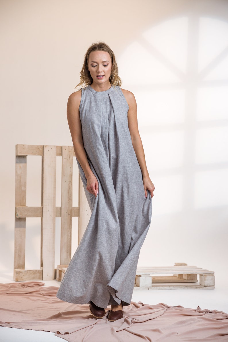 Wide Leg Linen Jumpsuit on a model - from NikkaPlace | Effortless fashion for easy living