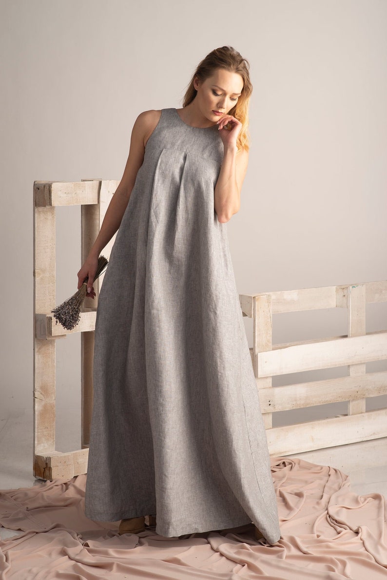 Versatile Loose Linen Maxi Dress for any occasion - from NikkaPlace | Effortless fashion for easy living