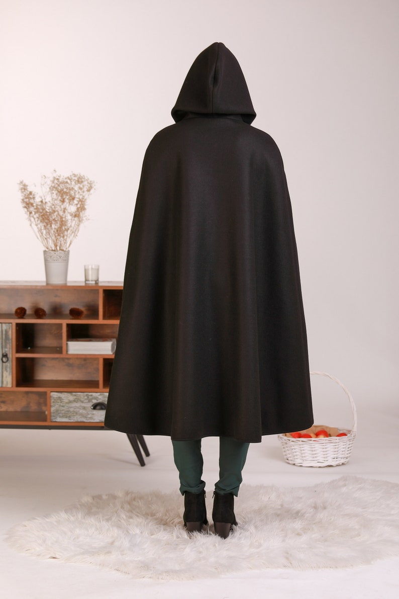 Wool Hooded Cloak Coat back view - from NikkaPlace | Effortless fashion for easy living