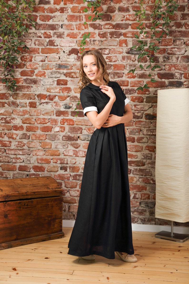 Feminine Maxi Dress with Peter Pan Collar - from Nikka Place | Effortless fashion for easy living