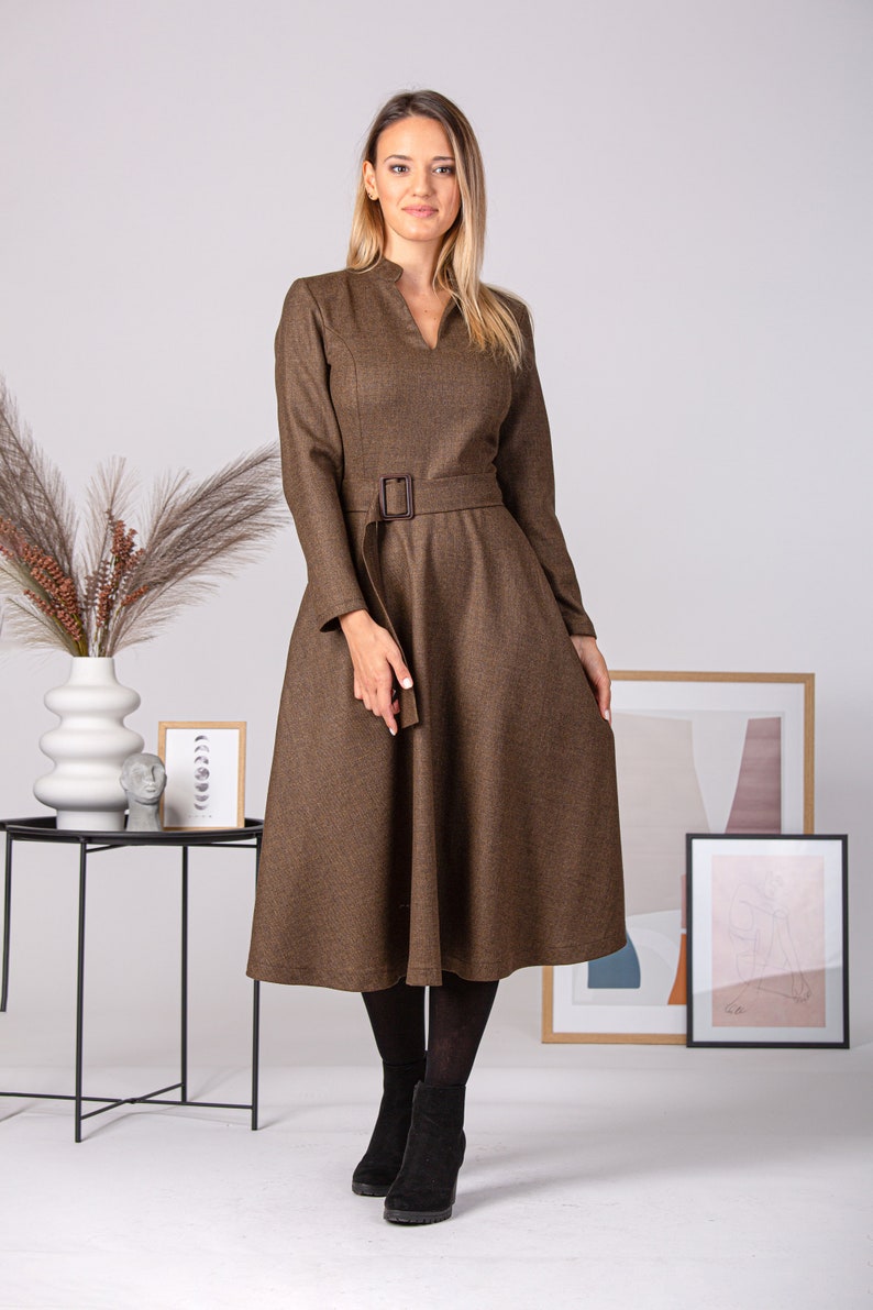 Winter Midi Belted Dress front view - from NikkaPlace | Effortless fashion for easy living