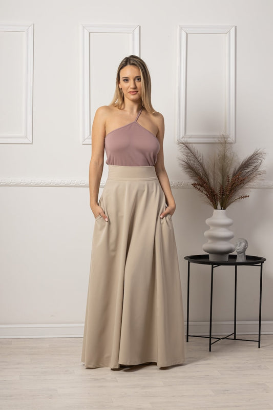 Comfortable Beige Maxi Skirt - from Nikka Place | Effortless fashion for easy living