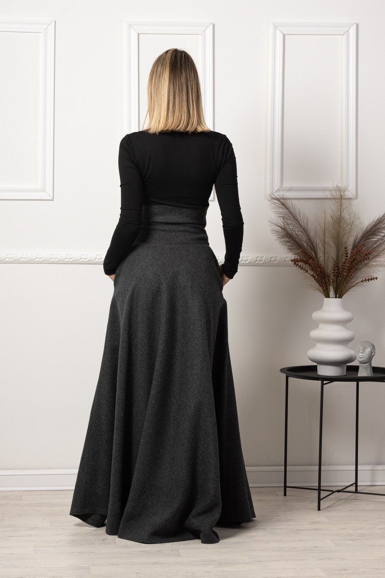 Dark Gray Winter Wool Maxi Skirt for effortless winter fashion - from NikkaPlace | Effortless fashion for easy living