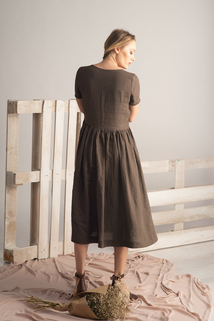 Linen Natural Dress back view - from Nikka Place | Effortless fashion for easy living