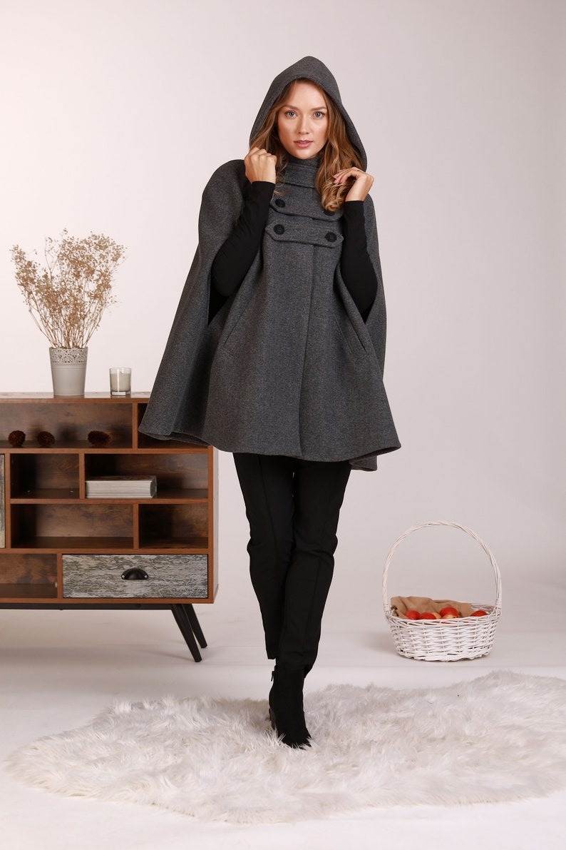 Upgrade your winter wardrobe with our hooded wool cape coat - Hooded Wool Cape Coat from NikkaPlace | Effortless fashion for easy living