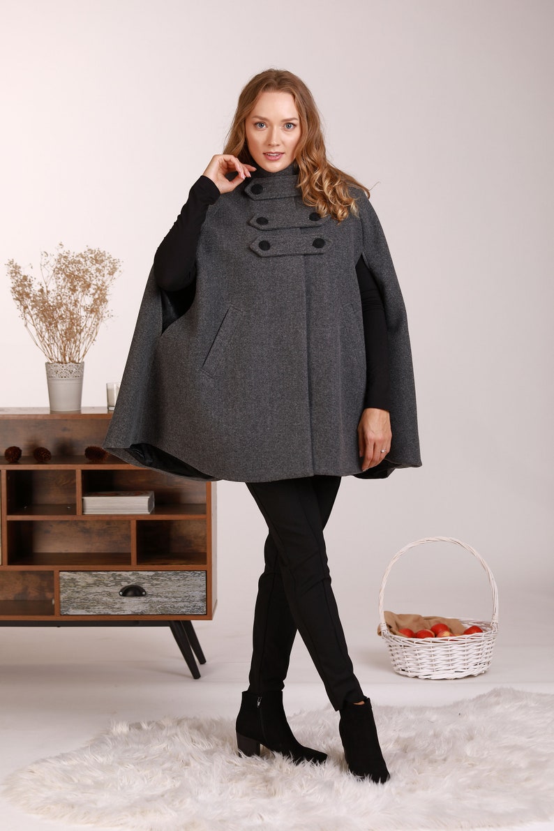 Stay comfortable and warm with our hooded wool cape coat - Hooded Wool Cape Coat from NikkaPlace | Effortless fashion for easy living